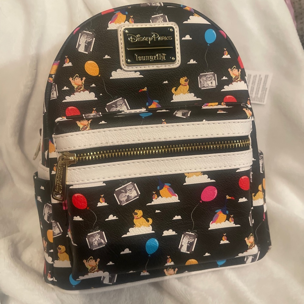 Disney Black UP Mini Backpack with Multicolor Balloon Print